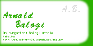 arnold balogi business card